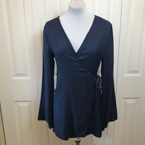 Lush Indigo Kimono Style Cross Over Romper sz M